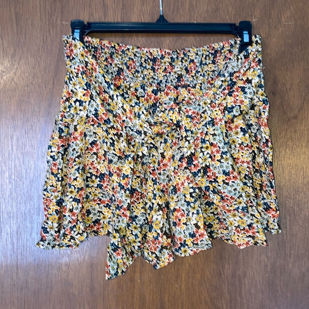 Tie flow skirt, Medium, multi color flowers